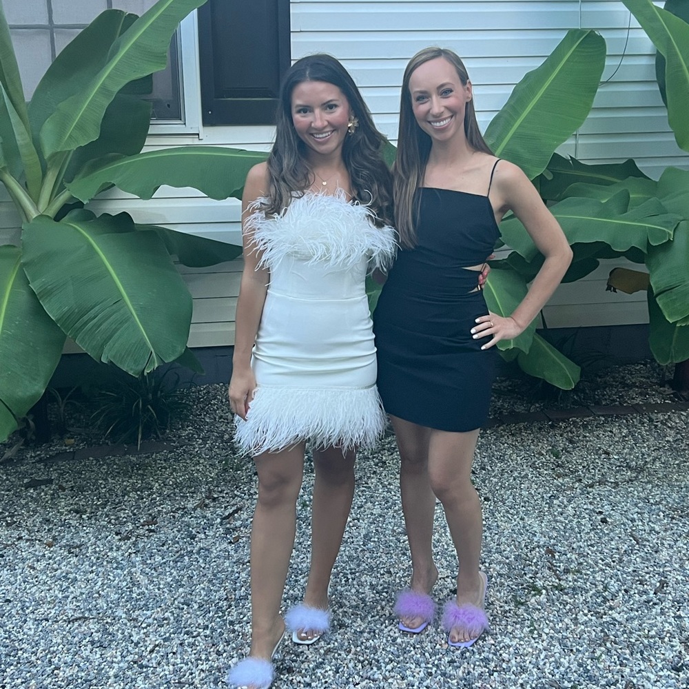 Bronx and and Banco Lola Blanc Mini Feather Dress XS